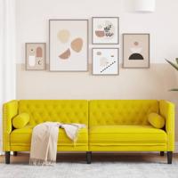 Driezitsbank Chesterfield-stijl met bolsters fluweel geel - thumbnail