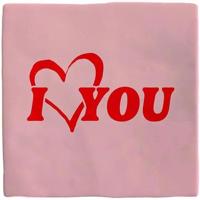 Plenty Gifts tegeltje keramiek i love you 10x10cm roze - thumbnail