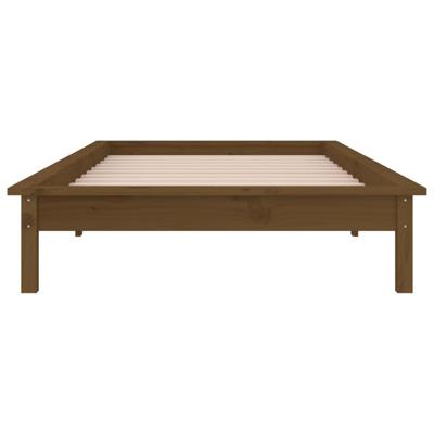 Bedframe LED massief hout honingbruin 90x190 cm
