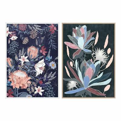 Schilderij DKD Home Decor 53 x 4,3 x 73 cm Blommor Modern (2 Stuks)
