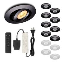 Set LED-inbouwspot met afstandsbediening Piccolo zwart 3W dimbaar IP44 1-12 stuks - thumbnail