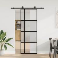 VidaXL Schuifdeur met beslag 76x205 cm gehard glas en aluminium - thumbnail