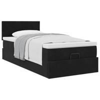Ottoman bed met matras 100x200 cm fluweel zwart - thumbnail