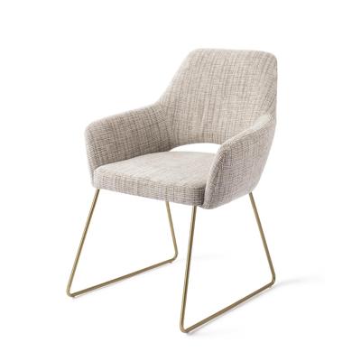Jesper Home Kushi eetkamerstoel Stone Haze slide gold