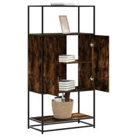 Hoge kast 68x35x139cm bewerkt hout en metaal gerookt eikenkleur - thumbnail