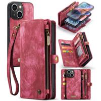 Caseme - iPhone 15 Plus - Vintage 2 in 1 portemonnee hoes - Rood - thumbnail