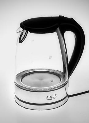 Adler AD 1225 waterkoker 1,7 l Zwart, Roestvrijstaal, Transparant 2200 W