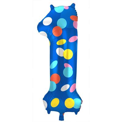 Folieballon &apos;1&apos; Kleurrijke Stippen