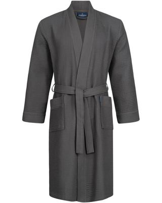 Morgenstern Morgenstern badjas Luca wafelstof Kimono 120cm Antraciet S