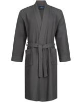 Morgenstern Morgenstern badjas Luca wafelstof Kimono 120cm Antraciet S - thumbnail