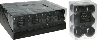 Kerstballen Mix Plastic Ø6cm Zwart 12st