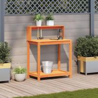 Oppottafel met schappen 82,5x50x109,5 cm grenenhout bruin - thumbnail