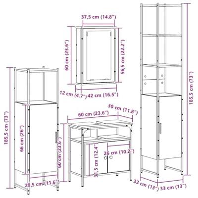 4-delige badkamermeubelset - Oude hout