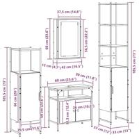 4-delige badkamermeubelset - Oude hout - thumbnail
