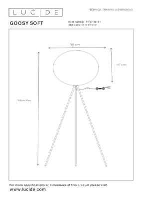 Lucide GOOSY SOFT - Vloerlamp - Ø 50 cm - 1xE27 - Wit