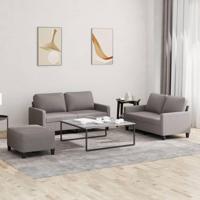 3-delige Loungeset met kussens stof taupe - thumbnail