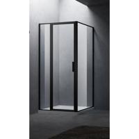 BWS Douchecabine Recta 100 cm Met Vast Paneel Nano Glas Mat Zwart Profiel (ALLE MATEN) - thumbnail