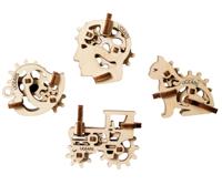 Ugears sleutelhangers U-Fidget 5 cm hout bruin 4-delig - thumbnail