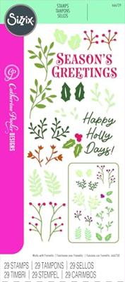 Sizzix • clear stamp set happy holly days 29pcs