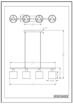 Trio Eetkamer hanglampTommy 4-lichts grijs - R30334001
