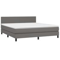 Boxspring met matras en LED kunstleer grijs 160x200 cm - thumbnail