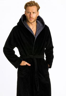 Zwarte badjas met capuchon - Xl-XXL
