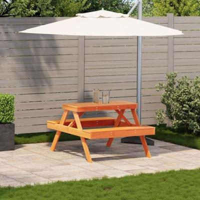 Picknicktafel 105x134x75 cm massief grenenhout wasbruin