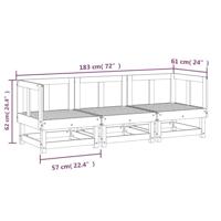 3-delige Loungeset massief grenenhout grijs - thumbnail
