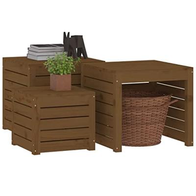 3-delige Tuinboxset massief grenenhout honingbruin - thumbnail