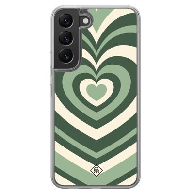 Samsung Galaxy S22 hybride hoesje - Groen hart swirl Samsung Galaxy S22 hybride hoesje - Groen hart swirl