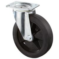 BS Rollen Zwenkwiel | wiel-d. 160 mm draagvermogen 250 kg | volledig van rubber | plaat L138xB109 mm | 1 stuk - L400.B60.160 L400.B60.160 - thumbnail