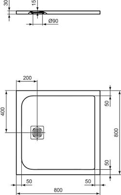 Ideal Standard Douchebak Ultra Flat Solid Vierkant - 80x80x3 cm