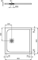 Ideal Standard Douchebak Ultra Flat Solid Vierkant - 80x80x3 cm - thumbnail