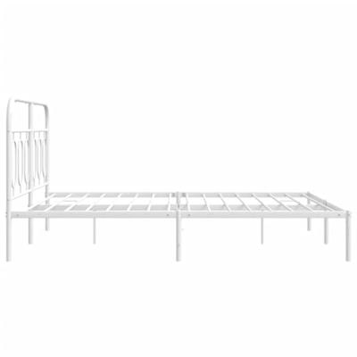 Bedframe met hoofdbord metaal wit 140x200 cm - thumbnail
