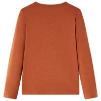 Kindershirt met lange mouwen bloemenprint 104 cognackleurig - thumbnail