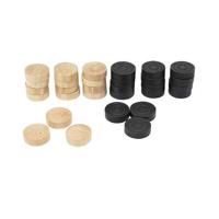 WOODEN CHECKERS (12 BLACK & 12 WHITE)) - thumbnail