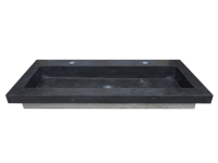 Wastafel Wiesbaden B-Stone 120x46x5 cm met 2 Kraangaten Hardsteen Zwart - thumbnail