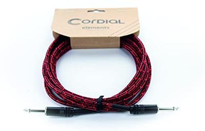 Cordial 14774 Jackplug Audio Aansluitkabel [1x Jackplug male 6,3 mm (mono) - 1x Jackplug male 6,3 mm (mono)] 7.50 m Zwart, Rood Textielmantel