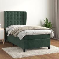 Boxspring met matras fluweel donkergroen 80x200 cm - thumbnail