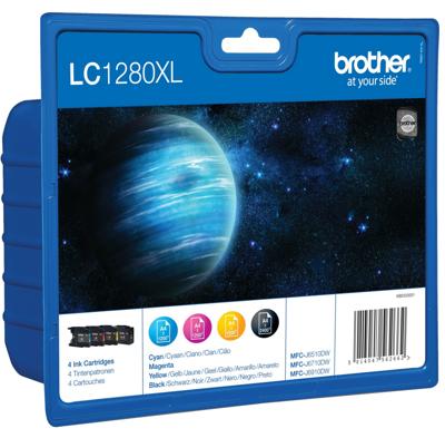 Brother Inktcartridge LC-1280XL Origineel Combipack Zwart, Cyaan, Magenta, Geel LC1280XLVALBPDR