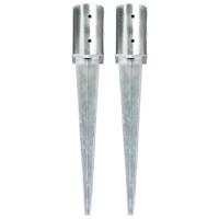 Grondpinnen 2 st 8x61 cm gegalvaniseerd staal zilverkleurig - thumbnail