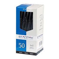 Balpen met Dop Zwart, 50st. - thumbnail