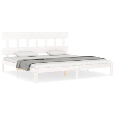 Bedframe zonder matras massief grenenhout wit 200x200 cm