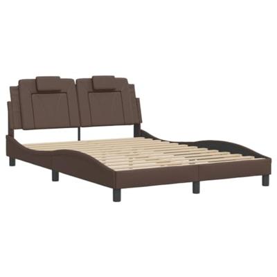 Bedframe met LED-verlichting kunstleer bruin 140x200 cm