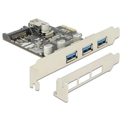 Delock 89301 PCI Express x1-kaart naar 3 x extern + 1 x intern USB 5 Gbps Type-A female