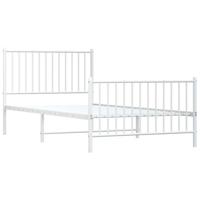 Bedframe met hoofd- en voeteneinde metaal wit 100x200 cm - thumbnail