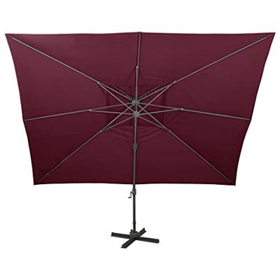 VidaXL Zweefparasol met dubbel dak 400x300 cm bordeauxrood