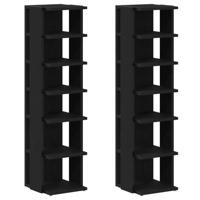 Schoenenkasten 2 st 25x27x102 cm bewerkt hout zwart eikenkleur - thumbnail