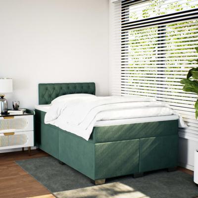 Boxspring met matras fluweel donkergroen 120x200 cm - thumbnail