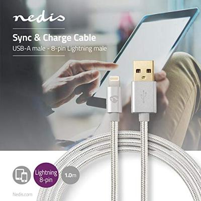 Data- en Oplaadkabel | Apple Lightning 8-pins male - USB A male | 3,0 m | Aluminium